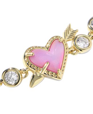 Opalescent Resin and Cubic Zirconia Ari Heart Arrow Tennis Bracelet