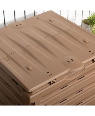 Garden Compost Bin, 120 Gallon (450L) Garden Composter with 80 Vents and 2 Sliding Doors, Lightweight & Sturdy, Fast Creation of Fertile Soil, Brown