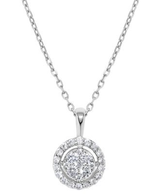 Diamond Cluster Pendant Necklace (1/4 ct. t.w.) in 14k White Gold