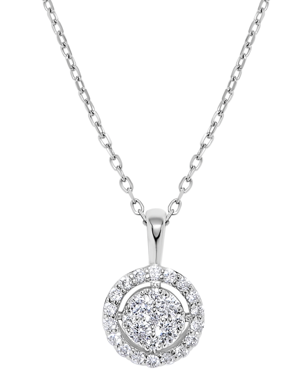 Macy's Diamond Cluster Pendant Necklace (1/4 ct. t.w.) in 14k White Gold