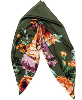 Moody Botanical Floral Square Scarf