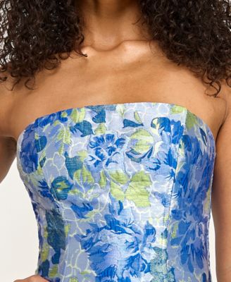 Juniors' Strapless Brocade Dress