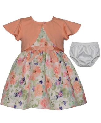 Baby Girls' Round Neck Cardigan, Dress and Bloomers, 3-Piece Set