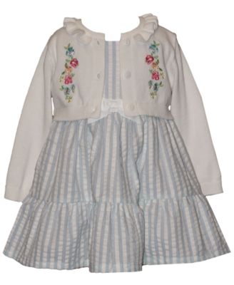 Baby Girls' Floral Cardigan and Round Neck Dress, 2-Piece Set