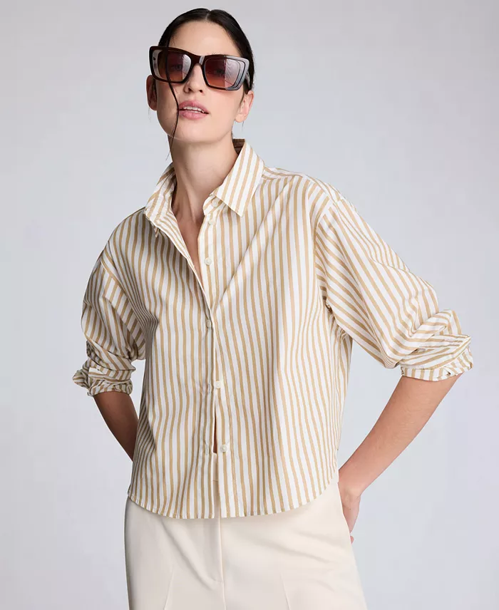 Women's Button-Front Cropped Shirt