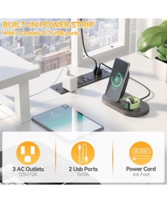 49'' Small L Shaped Desk with Hutch, Reversible Computer Gaming Desk with Outlet and LED Strip