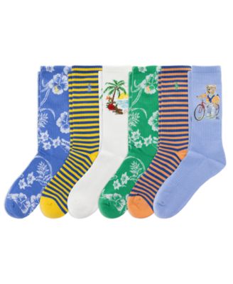 Men's Printed Crew Socks, 6-Pack