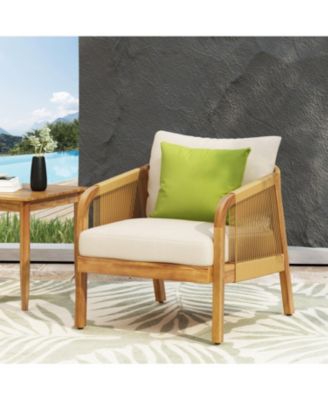 Acacia & Wicker Outdoor Club Chairs - Brown/Beige