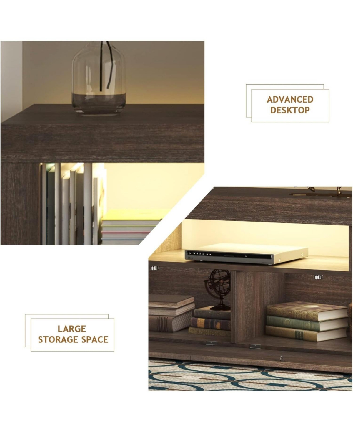 Streamdale Furniture 75" Wood Modern Brown Tv Stand