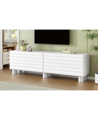 Cream TV Stand Console - 75" TV, Adjustable Shelves