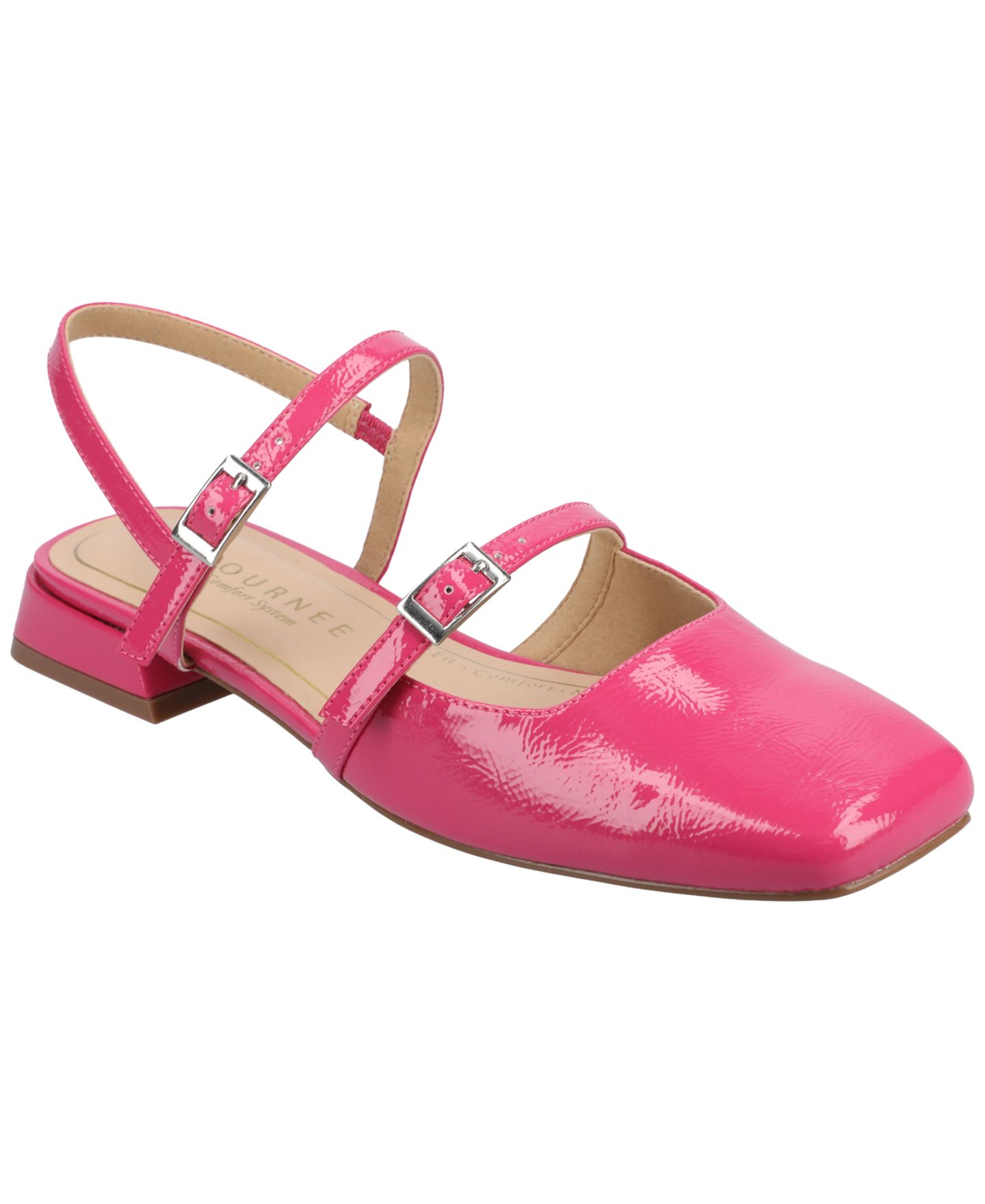 Женские балетки Journee Collection Gretchenn Multi Strap Mary Jane Slingback Flats, цвет: Розовый лаковый — фото 1