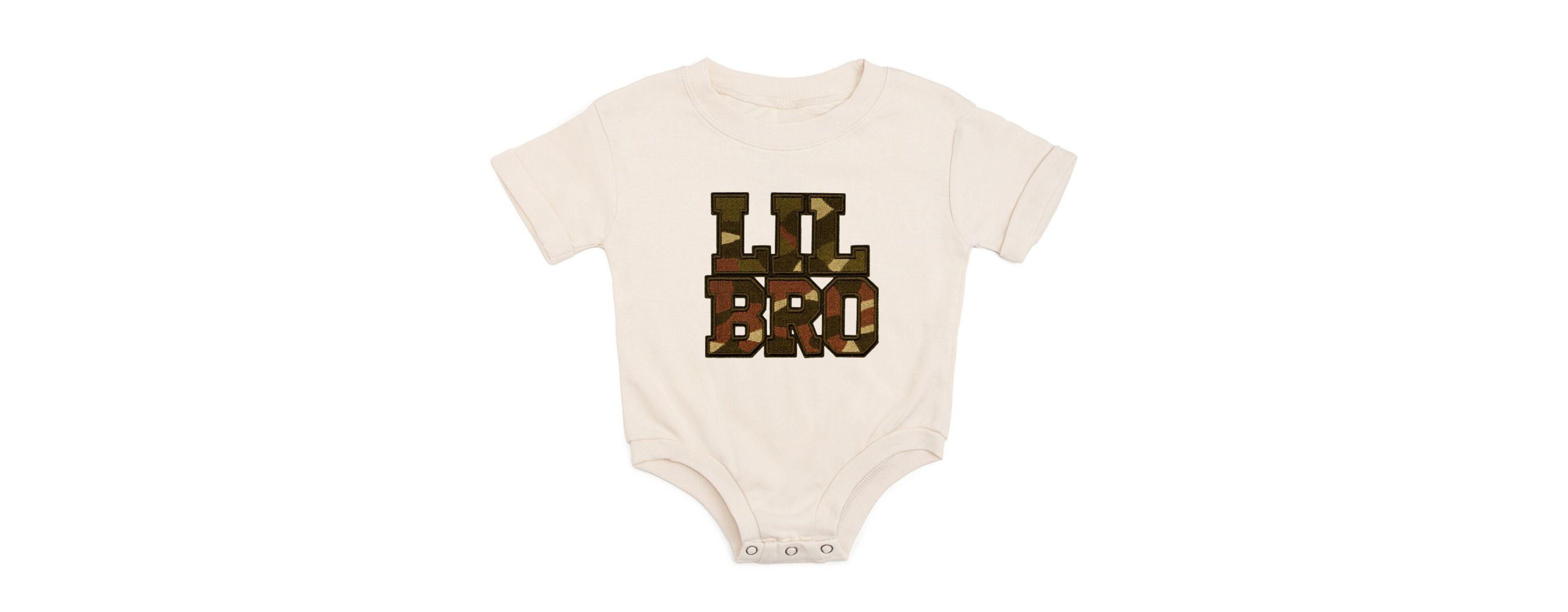 Sweet Wink Baby Boys Lil Bro Camo Patch Short Sleeve Romper