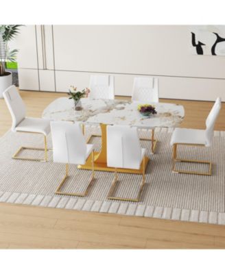 + 71" & 6 Pc. + Glass & PU + Dining Set