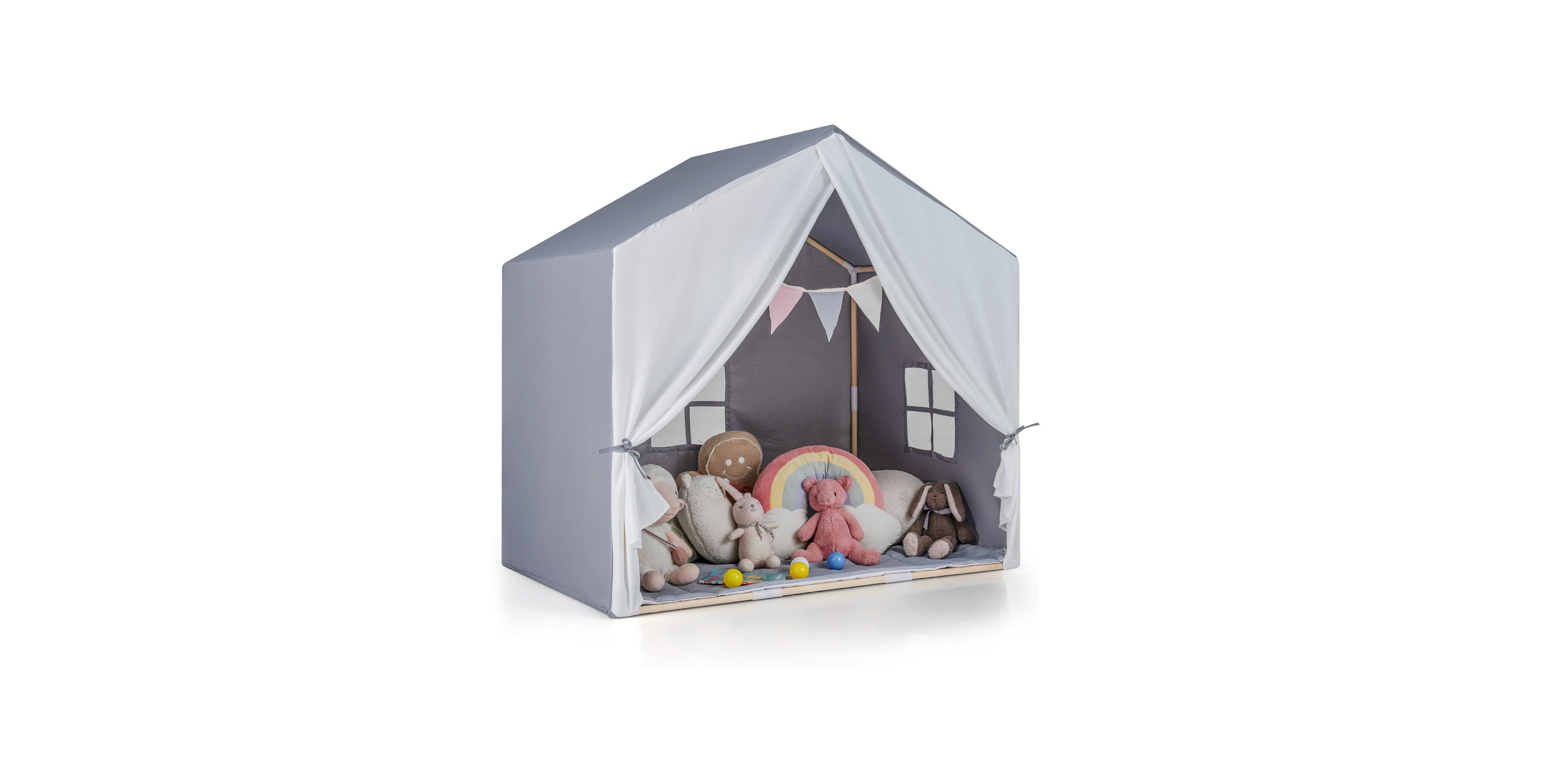 Hongge Kids Teepee Play Tent with Cotton Mat and Decorative Flag Banner
