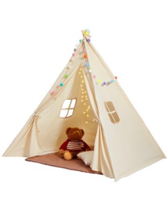 Kids Play Tent with Durable Frame Soft Mat and Decorative Accessories for Indoor and Outdoor Play