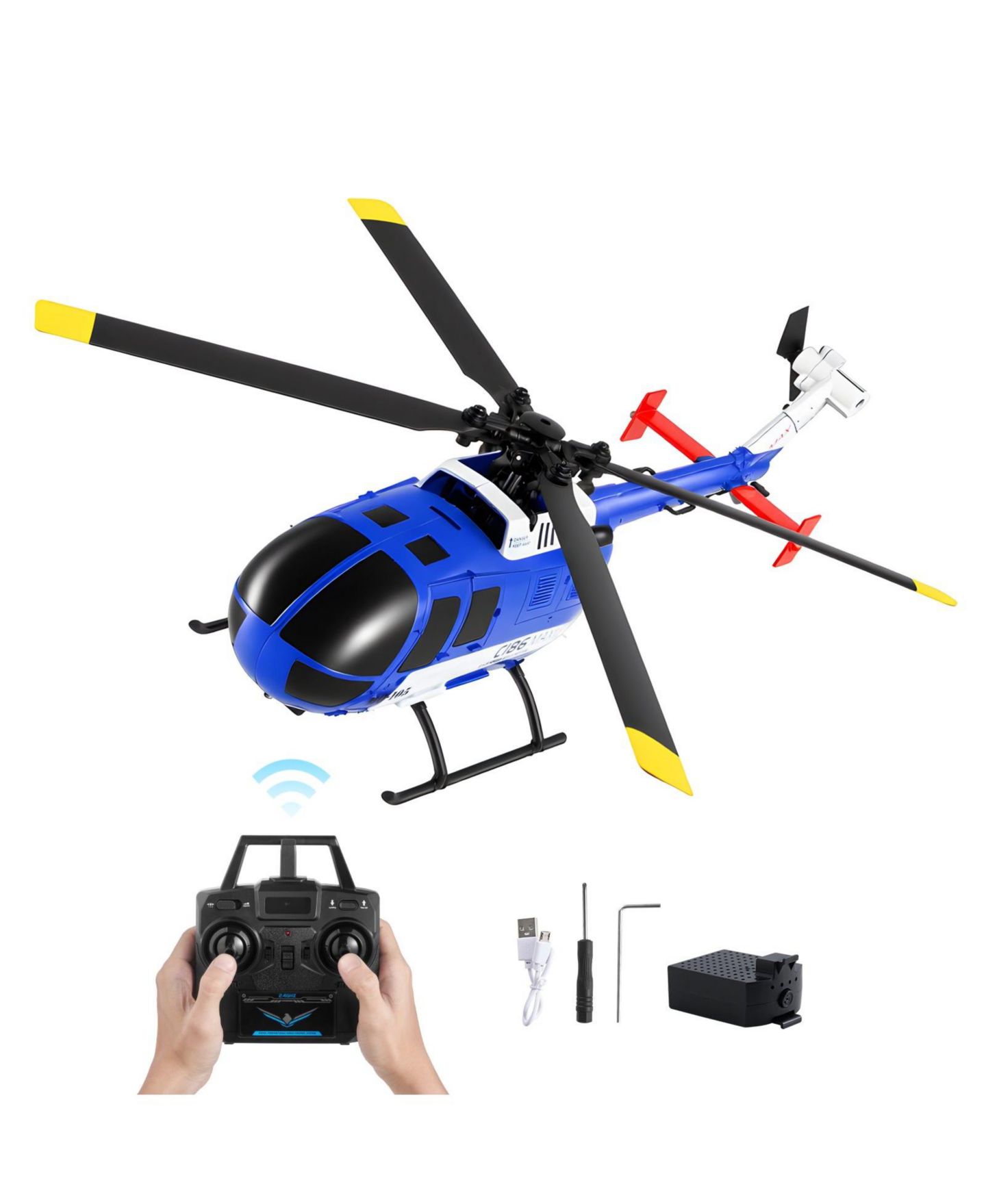 Детская игрушка HONGGE One Key Takeoff Altitude Hold Night Flight Remote Control Helicopter, цвет: Синий — фото 5
