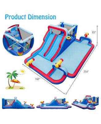 Inflatable Water Park for Kids with Dual Slides Climbing Wall and Splash Pool