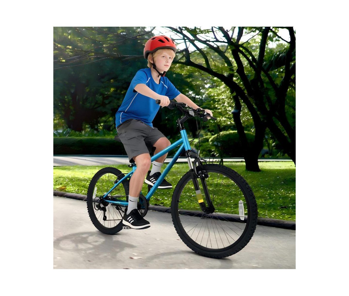 Детская игрушка HONGGE 20 Inch Kids Mountain Bike with Front Suspension Fork and Six-Speed Drivetrain, Ages 8+, цвет: Синий — фото 2