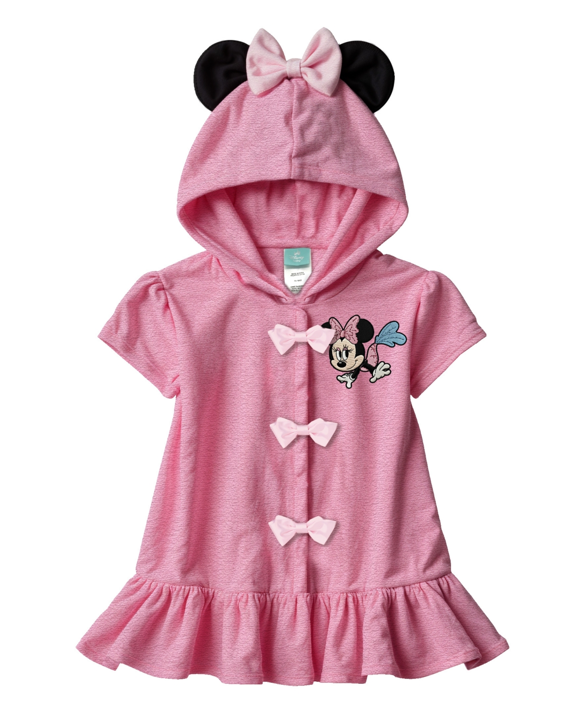 Disney Baby Girls' Minnie Short-Sleeve Cover-Up, Swimsuit and Bucket Hat, 3-Piece Set