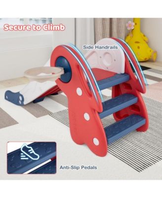 Kids Folding Slide and Climber Playset with Basketball Hoop and Indoor Outdoor Fun