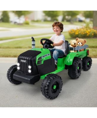 Kids 24V Ride On Tractor with Detachable Trailer Remote Control and Safety Features