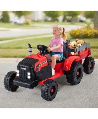 Kids 24V Ride On Tractor with Detachable Trailer Remote Control and Safety Features