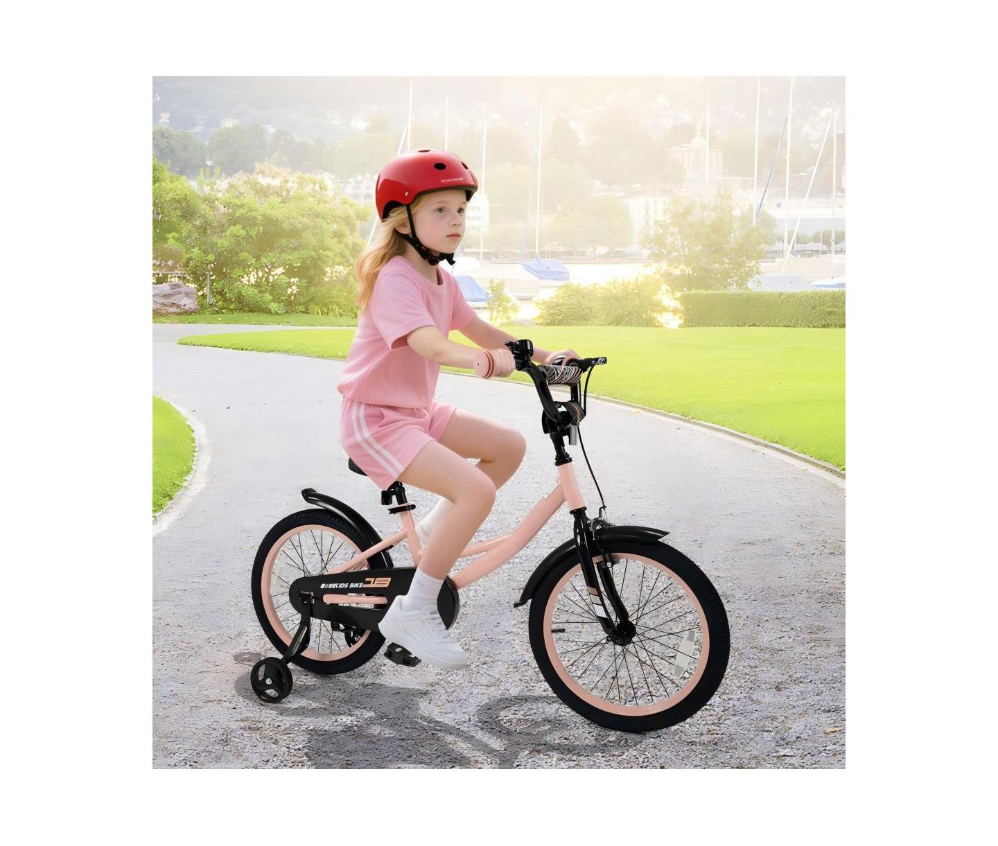 Детская игрушка HONGGE Adjustable Training Bicycle with Dual Brakes and All-Terrain Tires, Ages 3-10, цвет: Розовый — фото 2