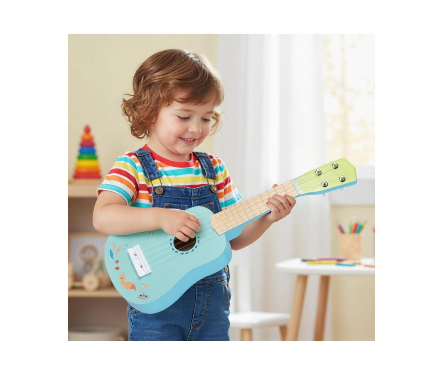 Детская игрушка HONGGE Kids Beginner Ukulele with Nylon Strings, 1-Piece Musical Toy, Ages 3+, цвет: Синий — фото 2