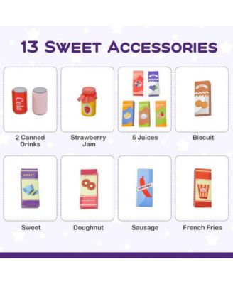 Kids Wooden Supermarket Play Set with Checkout Counter