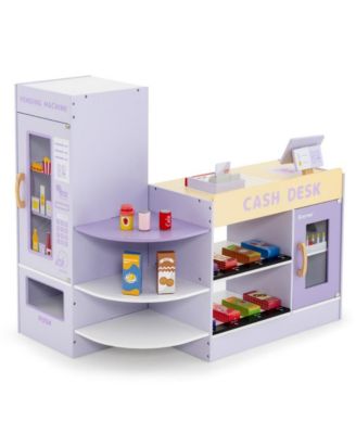 Kids Wooden Supermarket Play Set with Checkout Counter