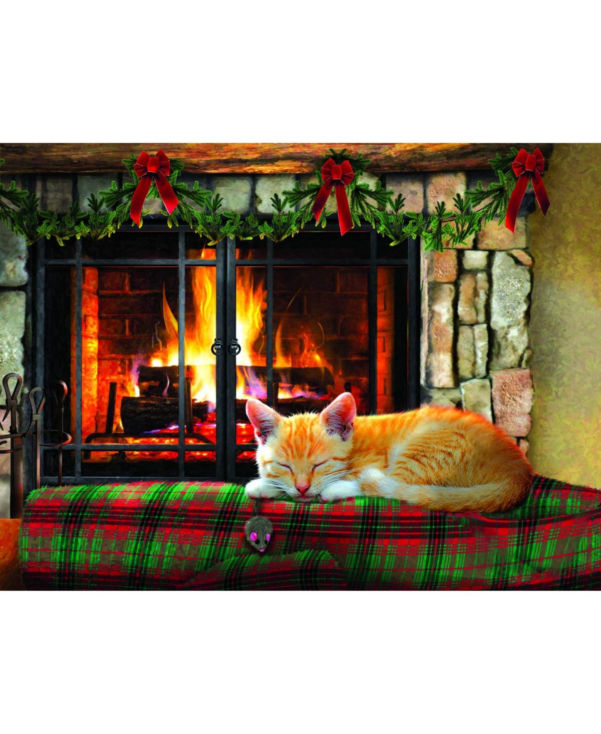 SunsOut Fireside Snooze 500 piece Jigsaw Puzzle for Adults Christmas