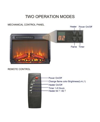 23 inch electric fireplace insert, ultra thin heater with log set & realistic flame, remote control with timer, overheating protection