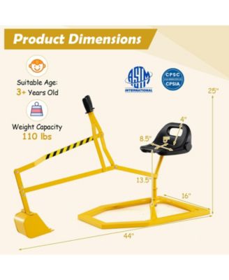 Kids Metal Sand Digger Ride On Toy Excavator with 360° Swivel Seat