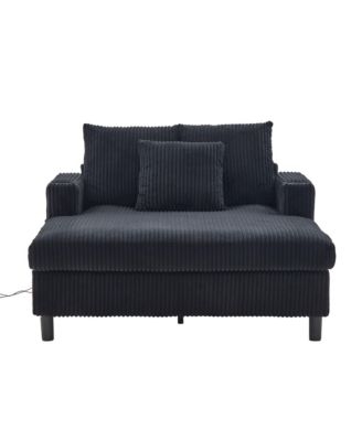 Streamdale Corduroy Oversized Recliner Sofa w/ USB, LED, Cup Holder