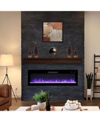 60 Inch Electric Fireplace, Recessed and Wall Mounted Fireplace