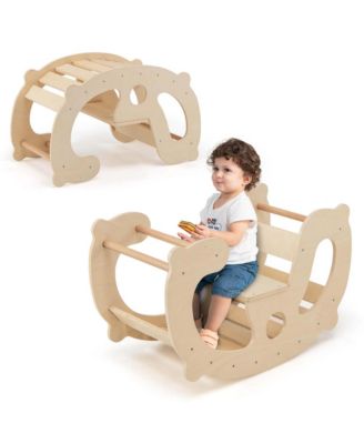 2-in-1 Rocking Horse Arch for Kids with Rocker Arch Climber Comfortable Backrest