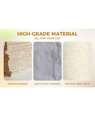 78.8 Light Gray Cat Tree Wide Base Large Condo 12 Sisal Posts Hammock Top Platform Interactive Toy