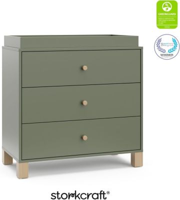 California 3 Drawer Chest With Topper - Olive with Driftwood