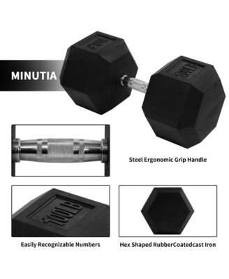 Hex Single Dumbbell Weight Training Workout Equipment, 100 lb