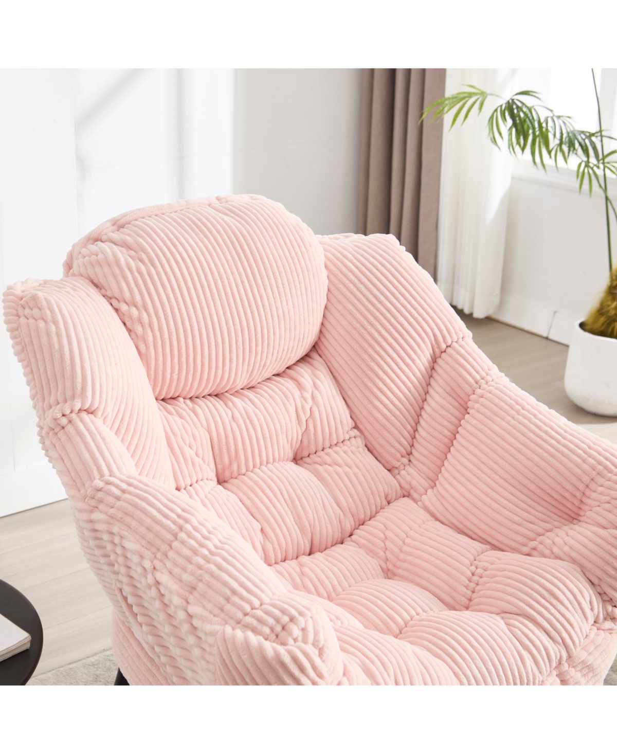 Streamdale Furniture Pink Lazy Chair with Ottoman
