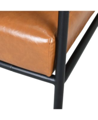 Streamdale Mid-Century Accent Chair with Brown Faux Leather