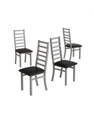 Set of 4 Modern Metal Dining Chairs with PU Leather Seats