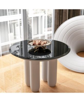 24" Round Black Tempered Glass Table Top - 1/2" Thick