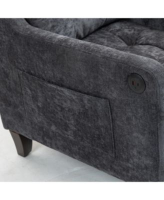 Accent Chenille Chair w/ USB Ergonomic Back Storage