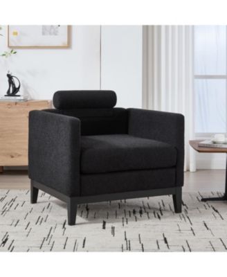 35.4" Wide Modern Farmhouse Accent Chair - Black Boucle