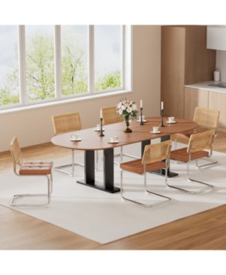 Rattan Dining Chairs Faux Leather Brown (Set of 2)