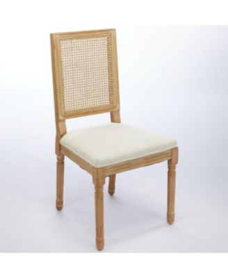  Louis Dining Chairs, Rattan Back, Beige