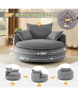 Swivel Barrel Chair with Pillows