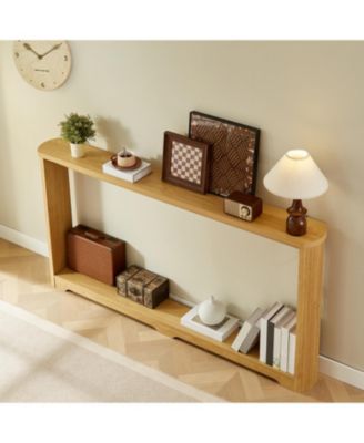+ 70" + Wood + Corrugated Design + Console Table