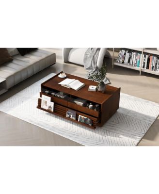  Modern Rectangle Coffee Table with Drawers & Shelves